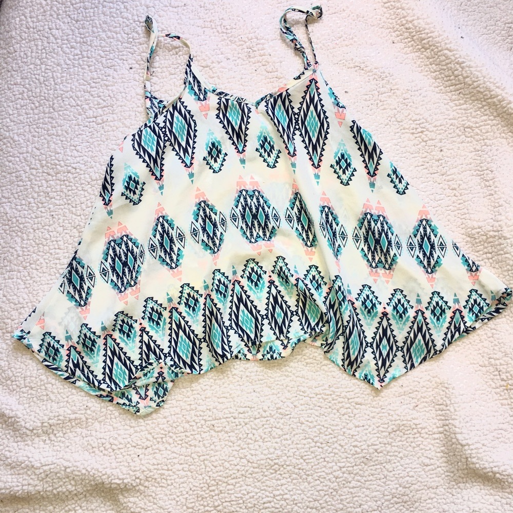 Rue21 Pink and Blue Aztec Print Shirt
